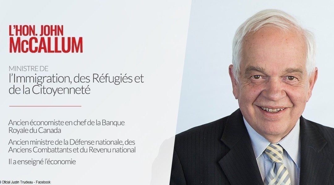 John McCallum – Conheça o novo Ministro de Imigração do Canadá