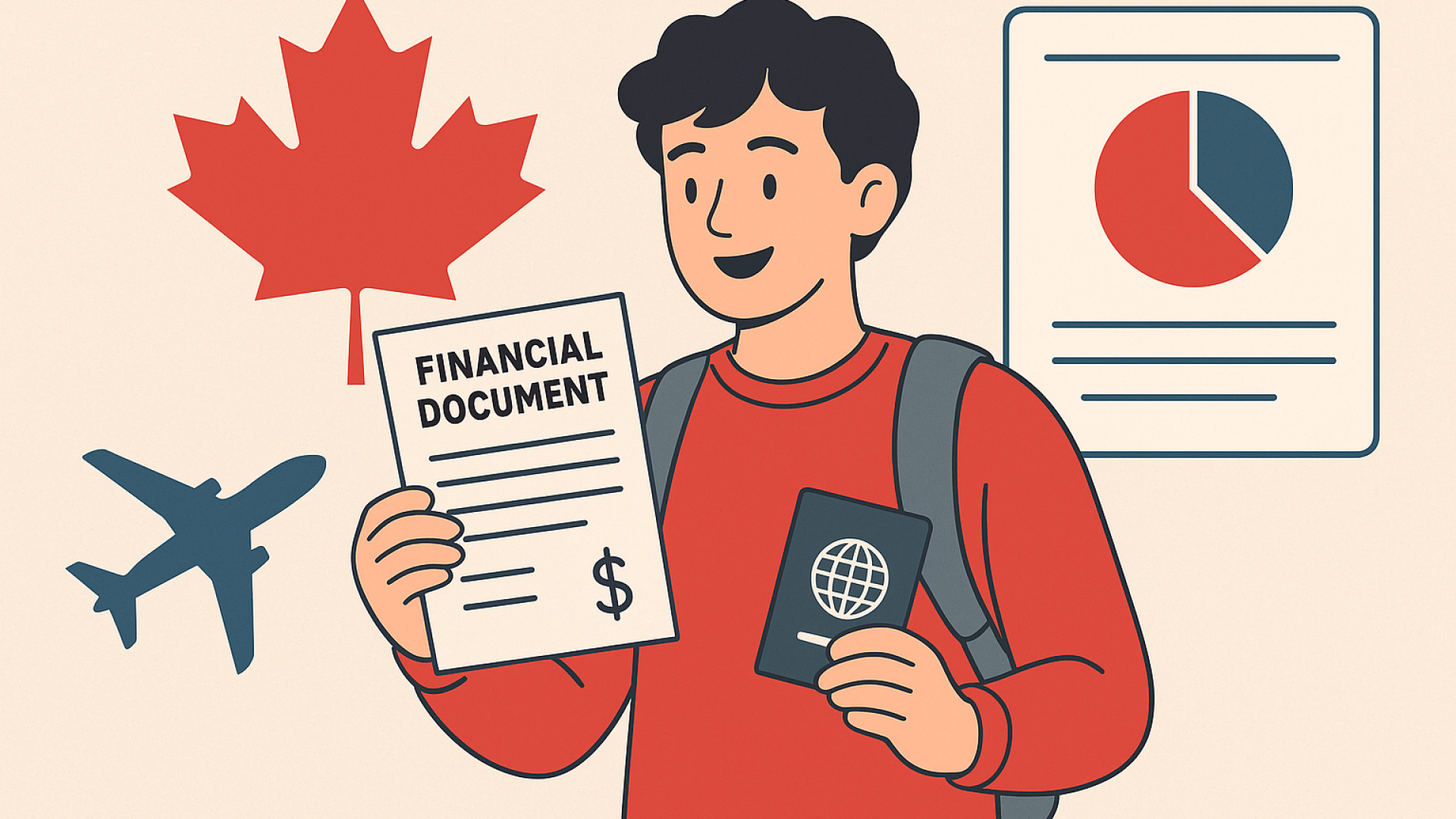 Estudante segurando documento financeiro para visto de estudos no Canadá