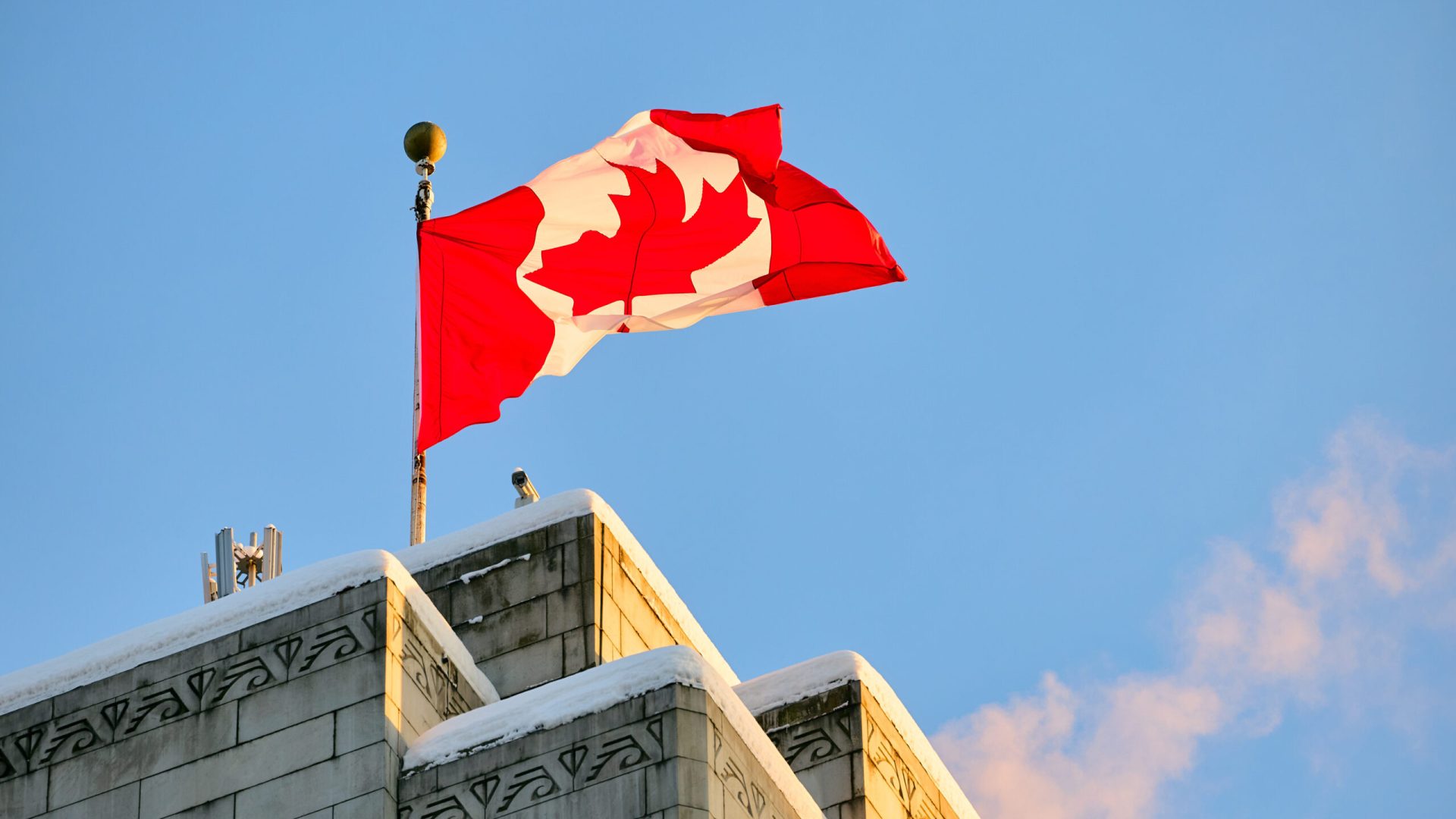 Canadian flag on Vancouver Town Hall.