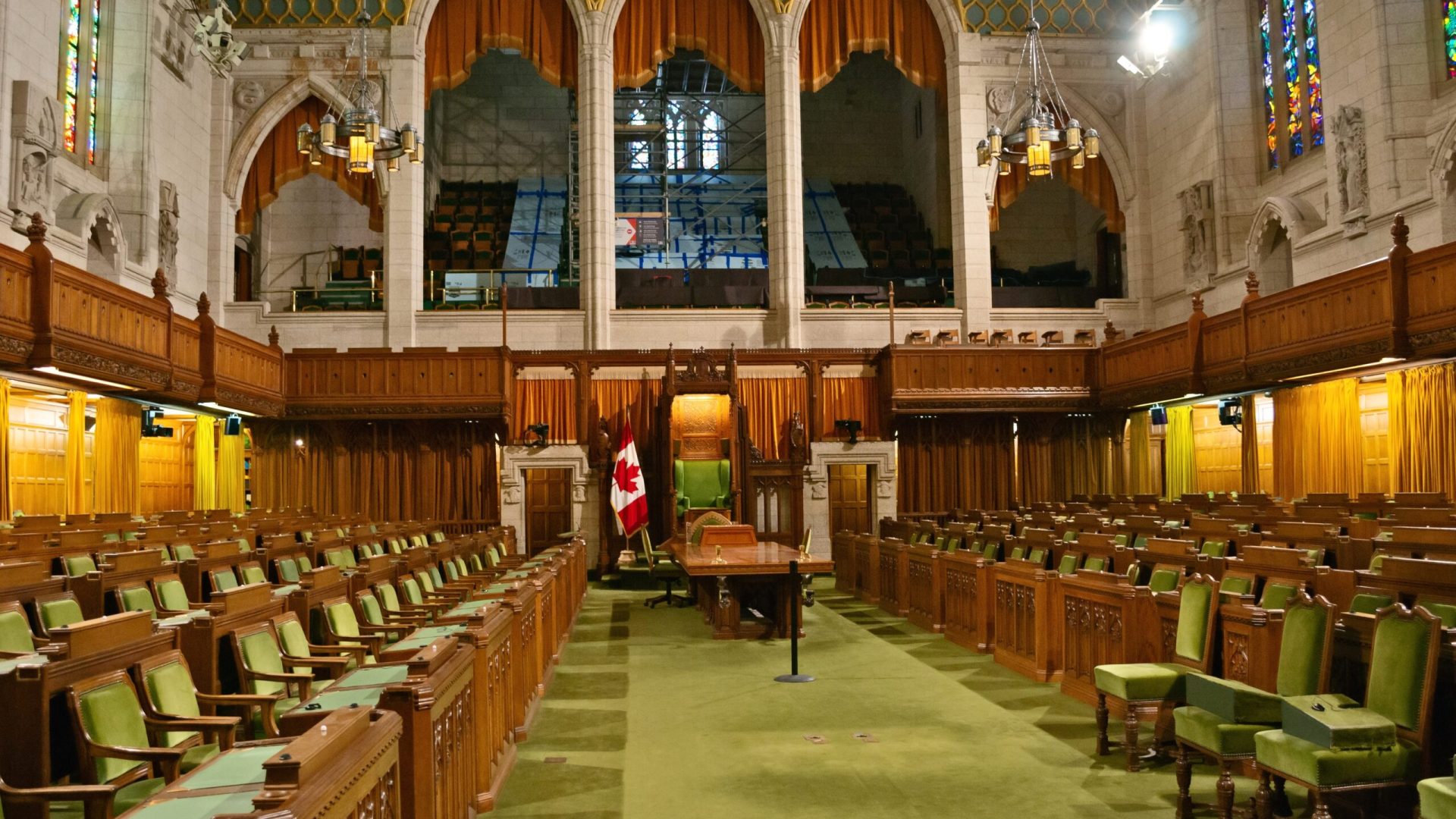 The interior of the House of Commons, Ottawa, Canada. The Canadian Houses of Parliament date back to 1867