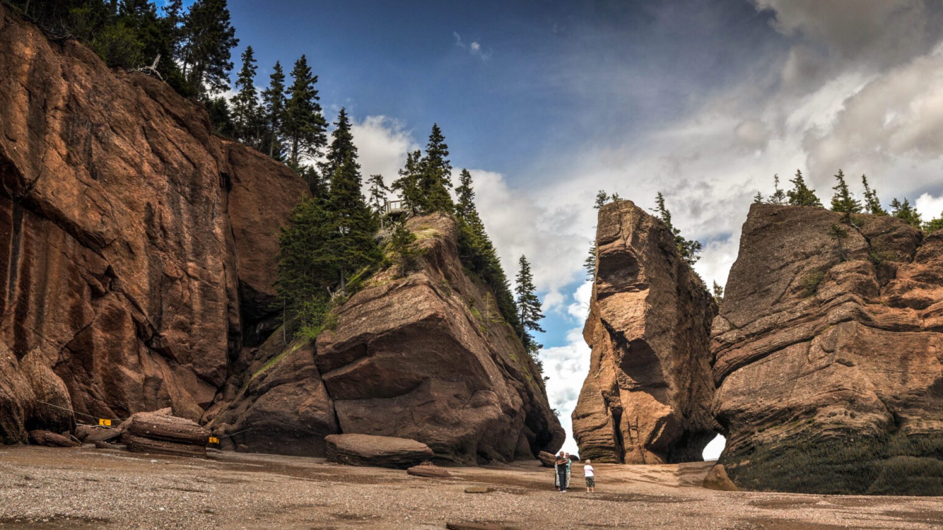 Hopewell Rocks Park during low tide in the Bay of Fundy in New Brunswick, Canada